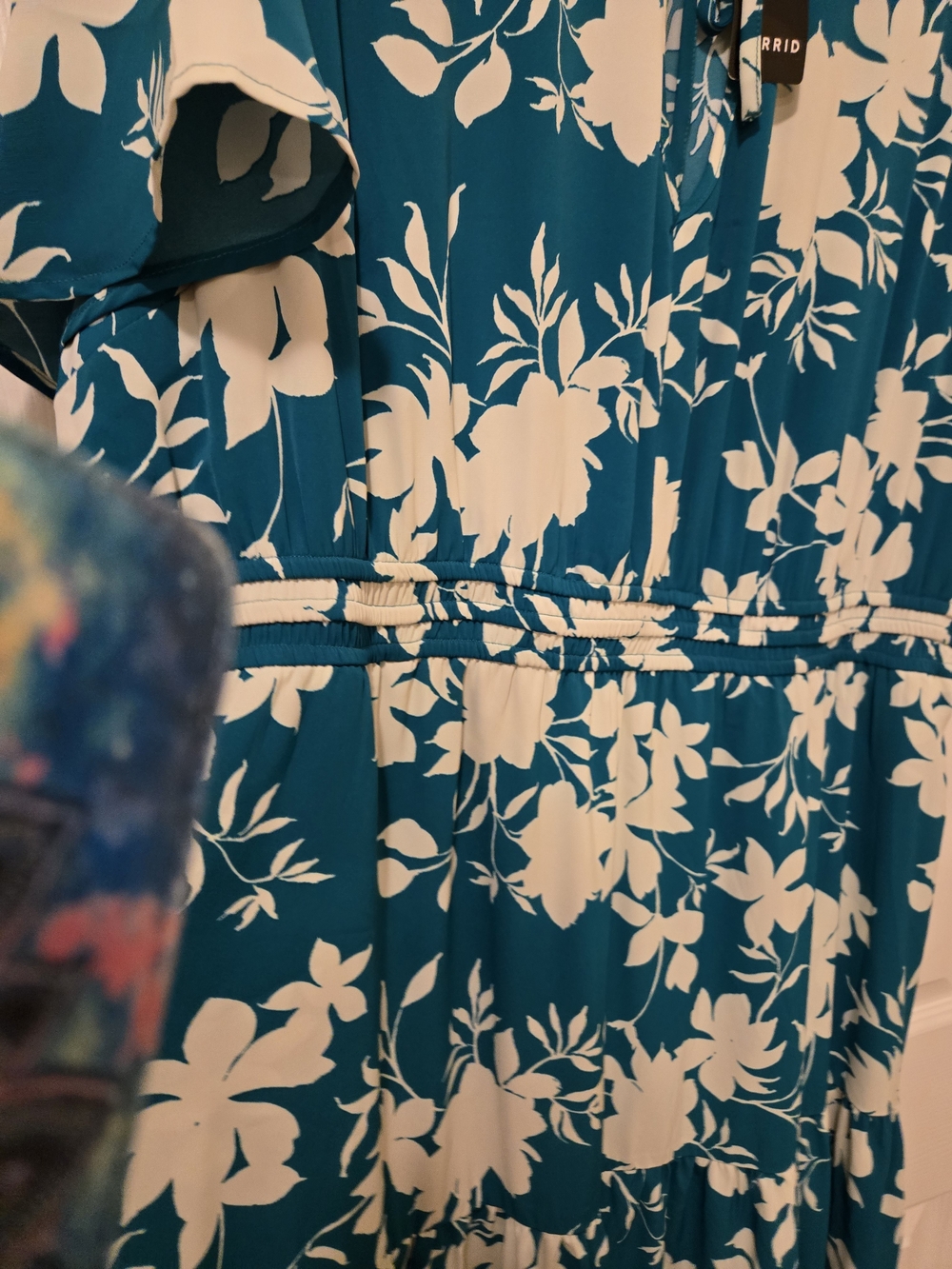 torrid Teal Floral Maxi Dress with Cream Blooms - Picture 4 of 15